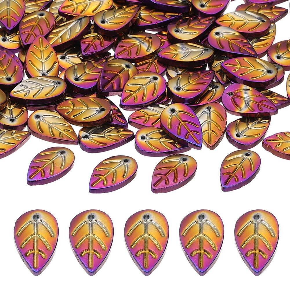 7695 Leaf Beads, 100Pcs Crystal Leaf Beads Translucent Czech Glass Beads
